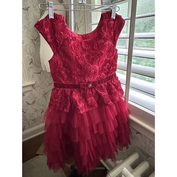 Jona Michelle Red Size 8 Party Special Occasion Tiered Holiday Outfit Ruffle - Picture 1 of 3